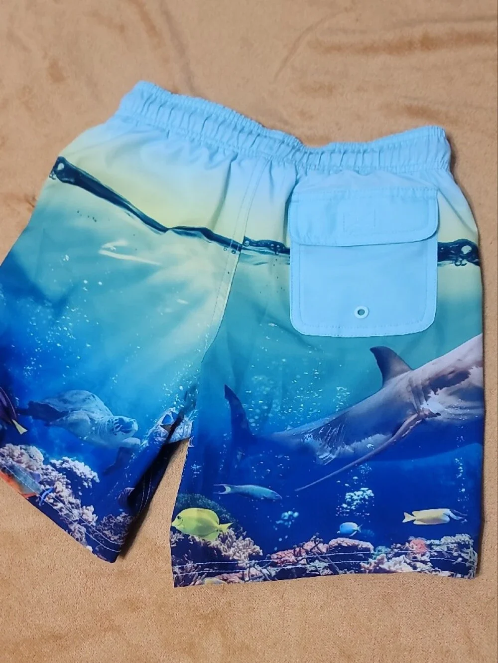 Lands' End Neon Green Mesh-Lined Swim Trunks & Wonder Nation Swim Trunks Boys